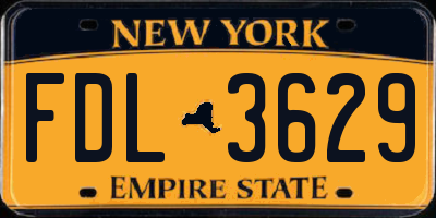 NY license plate FDL3629