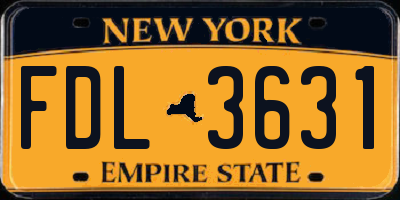 NY license plate FDL3631