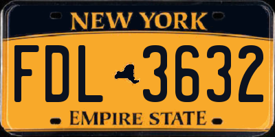 NY license plate FDL3632