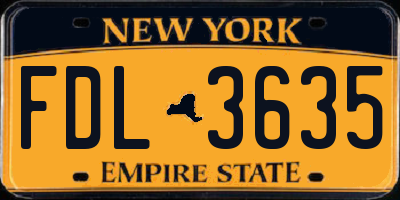 NY license plate FDL3635