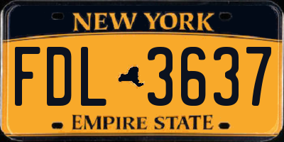 NY license plate FDL3637