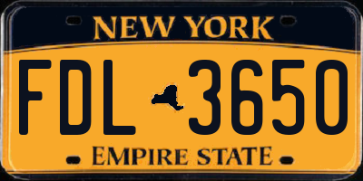 NY license plate FDL3650