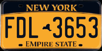 NY license plate FDL3653