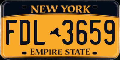 NY license plate FDL3659