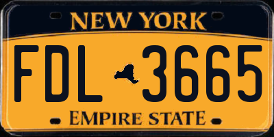 NY license plate FDL3665