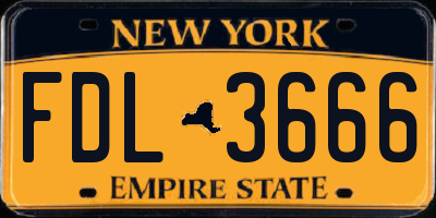 NY license plate FDL3666