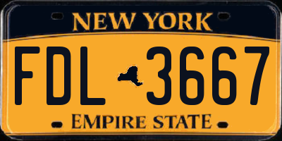 NY license plate FDL3667