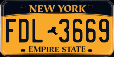 NY license plate FDL3669