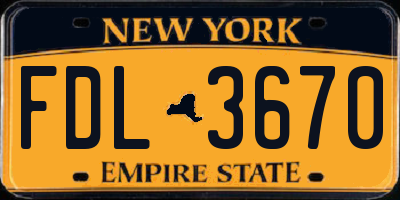 NY license plate FDL3670
