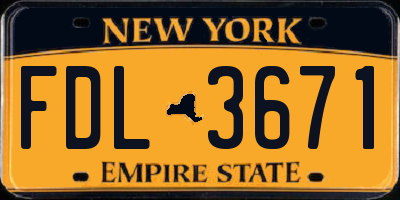 NY license plate FDL3671