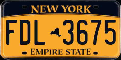 NY license plate FDL3675
