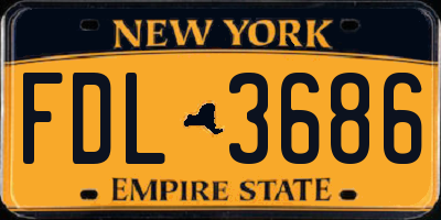 NY license plate FDL3686