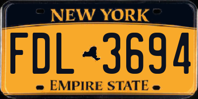NY license plate FDL3694