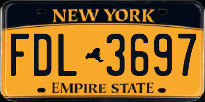 NY license plate FDL3697