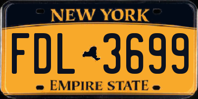 NY license plate FDL3699