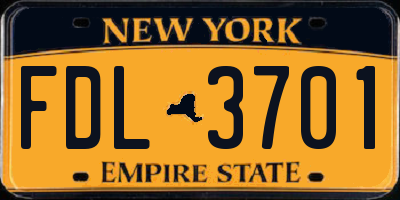 NY license plate FDL3701