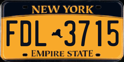 NY license plate FDL3715