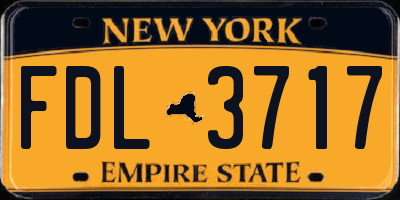 NY license plate FDL3717