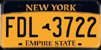 NY license plate FDL3722