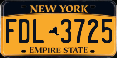 NY license plate FDL3725
