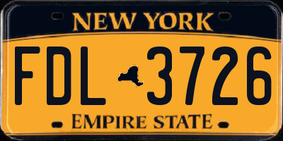 NY license plate FDL3726