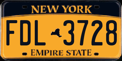 NY license plate FDL3728