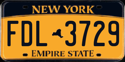 NY license plate FDL3729