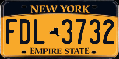 NY license plate FDL3732