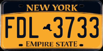 NY license plate FDL3733