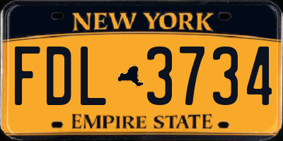 NY license plate FDL3734