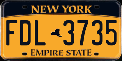 NY license plate FDL3735