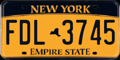NY license plate FDL3745