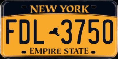 NY license plate FDL3750