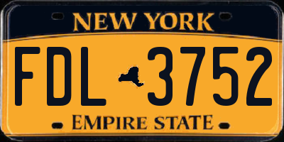 NY license plate FDL3752