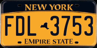 NY license plate FDL3753