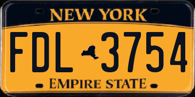 NY license plate FDL3754