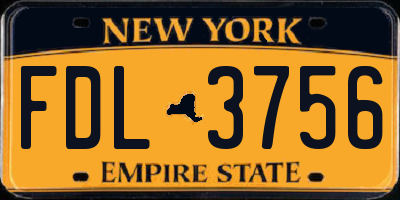 NY license plate FDL3756