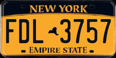 NY license plate FDL3757