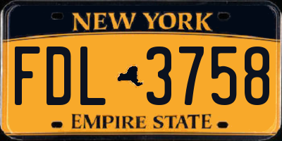 NY license plate FDL3758