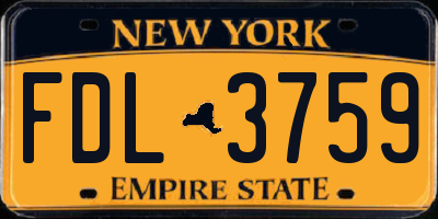 NY license plate FDL3759