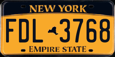 NY license plate FDL3768