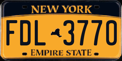 NY license plate FDL3770