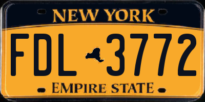NY license plate FDL3772