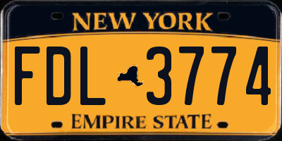 NY license plate FDL3774