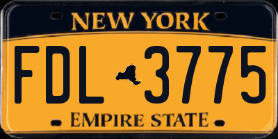 NY license plate FDL3775