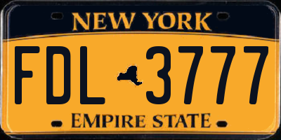 NY license plate FDL3777