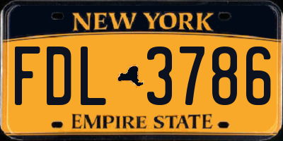 NY license plate FDL3786