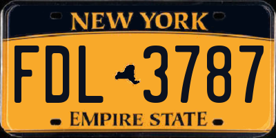 NY license plate FDL3787