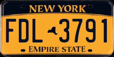 NY license plate FDL3791