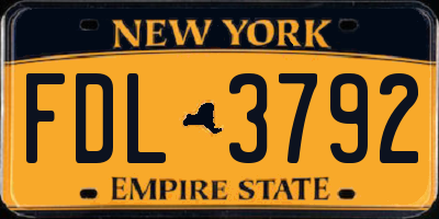 NY license plate FDL3792